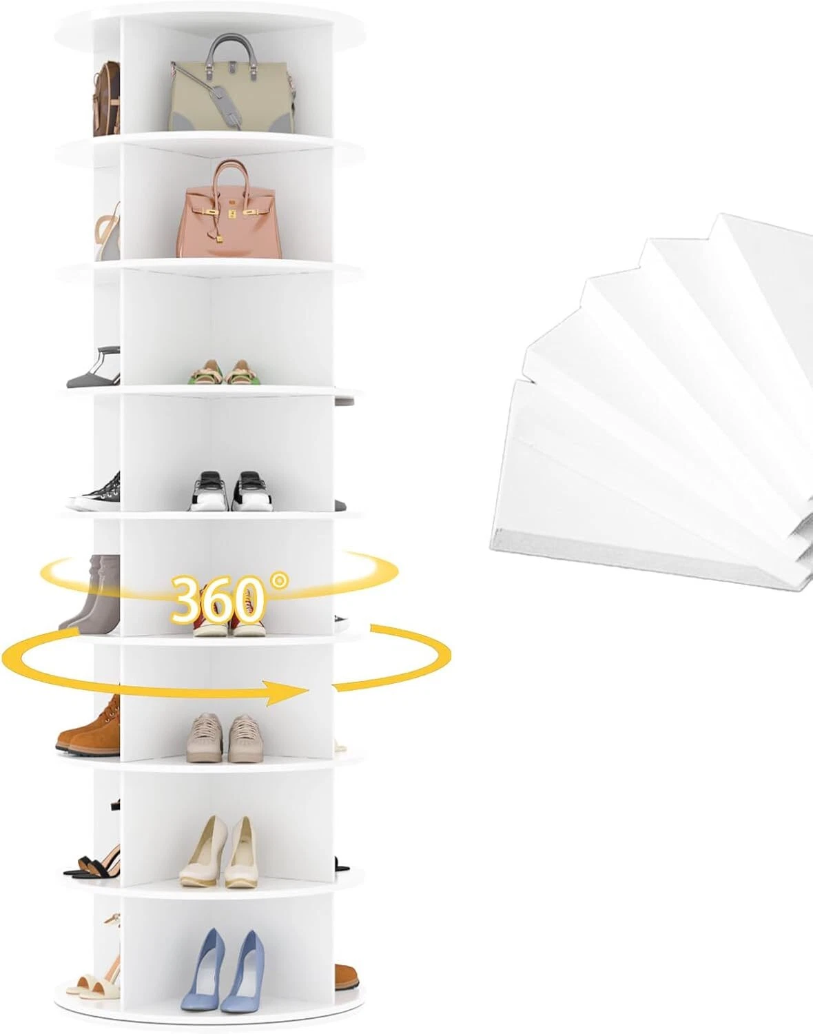 8 Tier Rotating Shoe Rack, Spinning Lazy Display S